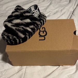 UGG Kids Black and White Slippers